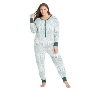 Hearth & Hand woman’s Onsie pajamas with hatch back button down